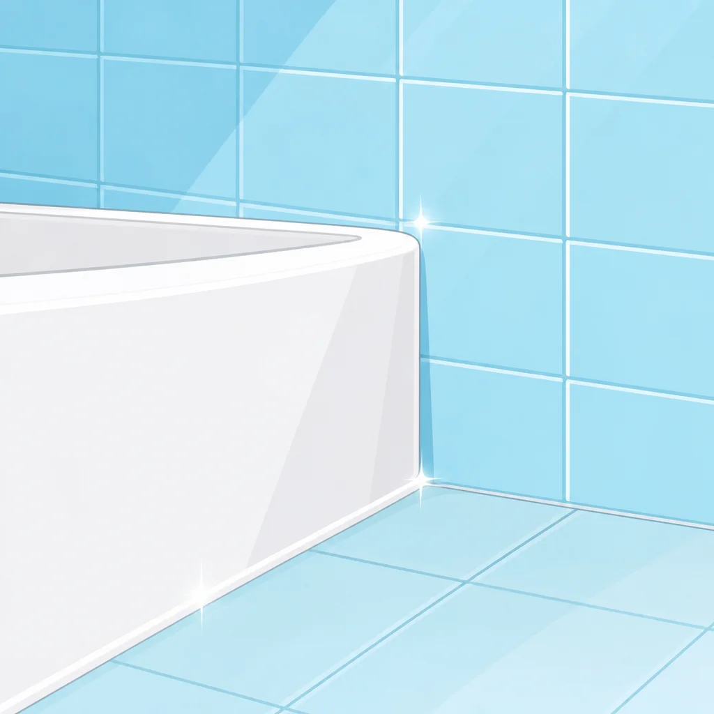 Illustration: saubere neue Silikonfuge nachher – Wannenrand