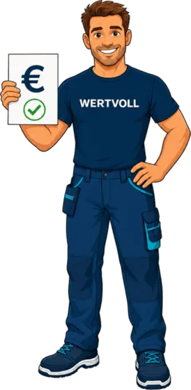 Wertvoll-Figur zeigt Festpreis-Angebot mit Haken